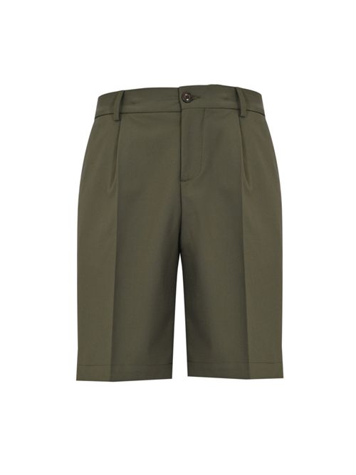 Bermuda con pinces in misto viscosa Verde militare DANIELE ALESSANDRINI | DUSL0003 PL01014000